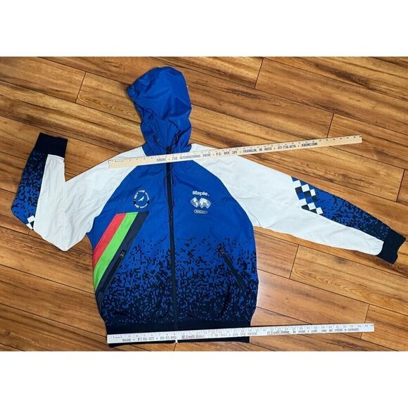 Staple Mens Large Hooded Full-Zip Windbreaker Jacket  Graphic Design Multicolor - Picture 4 of 12